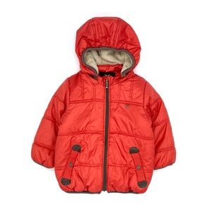 GUC Paco Rabanne Paris Kids Unisex Hooded Puffer Jacket in Orange EU110 US5